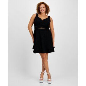 Emerald Sundae Trendy Plus Size 14 Sweetheart Layered Skater Dress Black $89